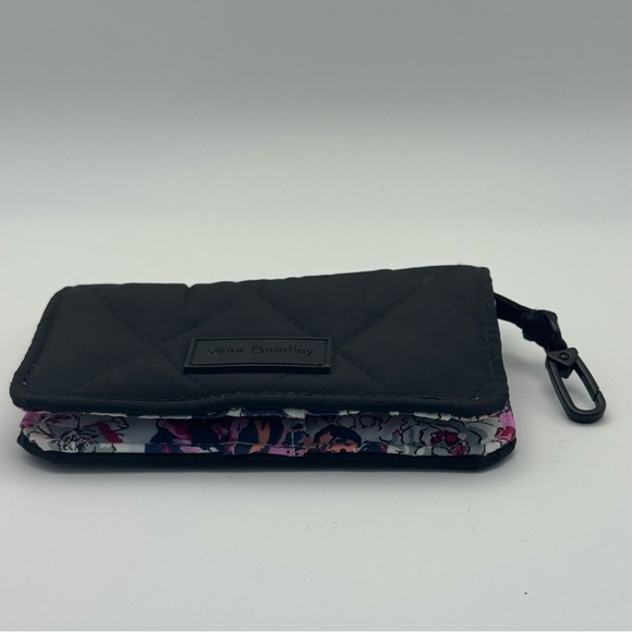 Vera Bradley RFID Small Wallet Floral Interior Black Quilted Snap Closure - Picture 2 of 9